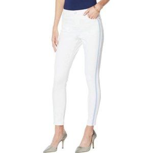 New! Skinnygirl Broadway High Rise White w/ Blue Tuxedo Stripe - Long Length